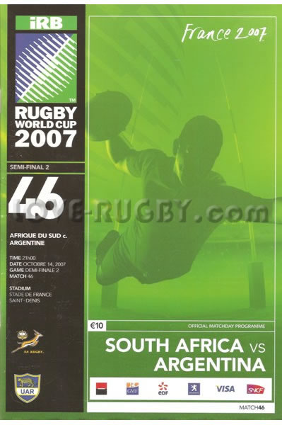 2007 South Africa v Argentina  Rugby Programme